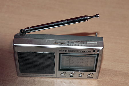 transistorradio, radio, retro, sølv