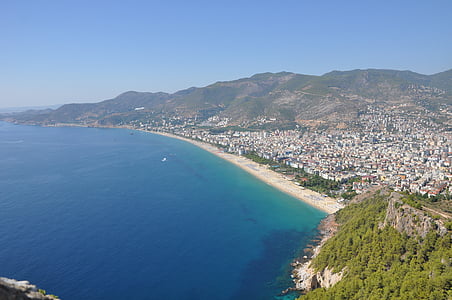 Аланя, Клеопатра, плаж, бреговата линия, курорт, Турция, морски