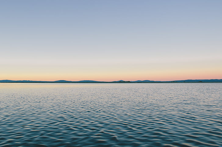 Aqua, Dawn, pöly, Horizon, Lake, maa, Ocean