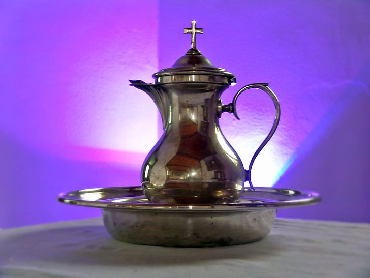 baptism, baptism tableware, purple
