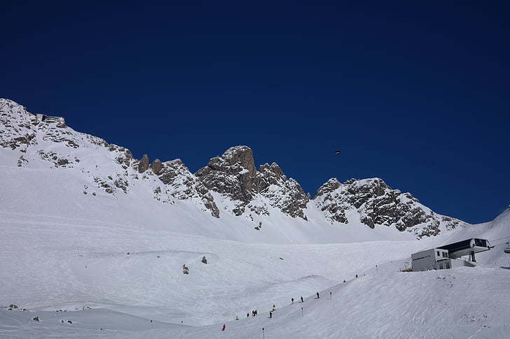 χιονοδρομικό κέντρο, Arlberg, Χειμώνας, βουνά, βουνοκορφές, χειμερινές, σκι