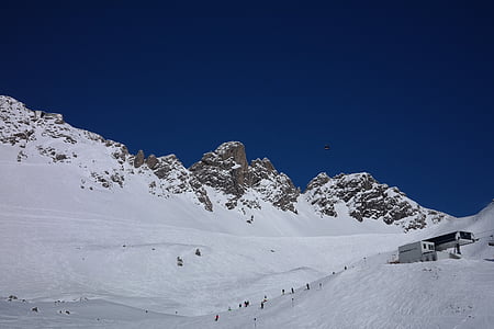 zona de schi, Arlberg, iarna, Munţii, vârfuri de munte, iarnă, schi