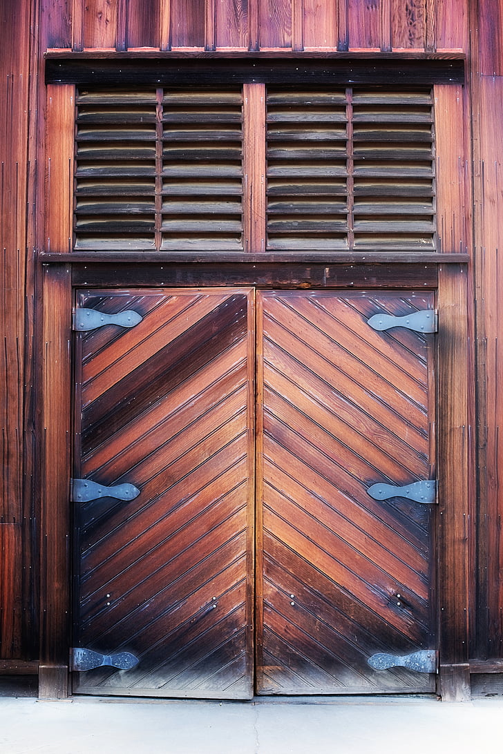 porta de fusta, marró, pesat, rústic, fusta, porta
