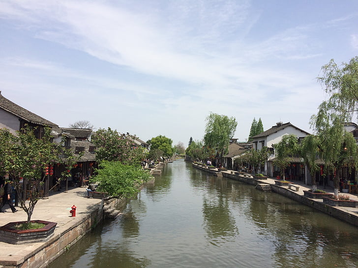 xitang, iidne linn, hoone, Hiina, Jiaxing, jõgi, maastik