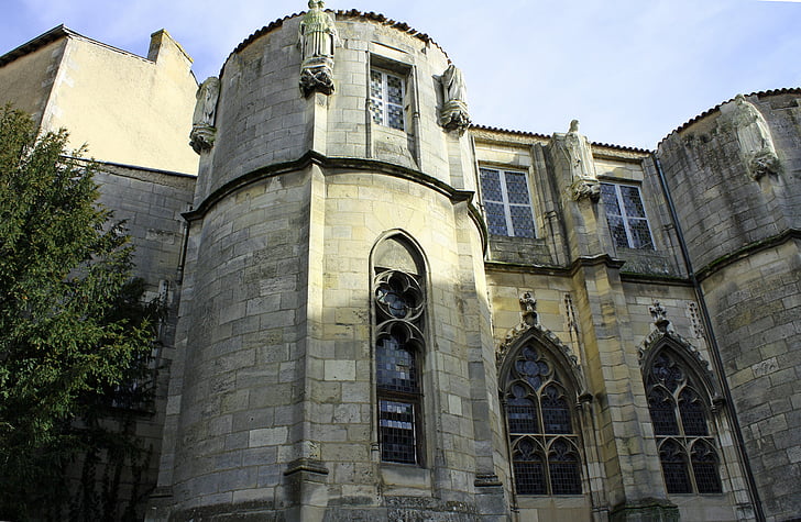 Crkva, Poitiers, Windows, kamene crkve, srednjovjekovni, francuski, arhitektura