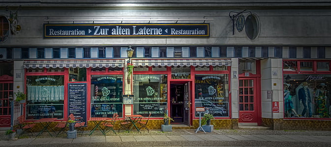 a velha lanterna, Berlim, Köpenick, cidade velha, restaurante, restauração, estrada