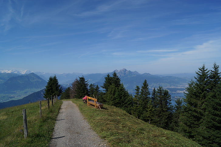 túrázás, hegyek, alpesi, Közép-Svájc, postkartenmotiv, Alpenblick