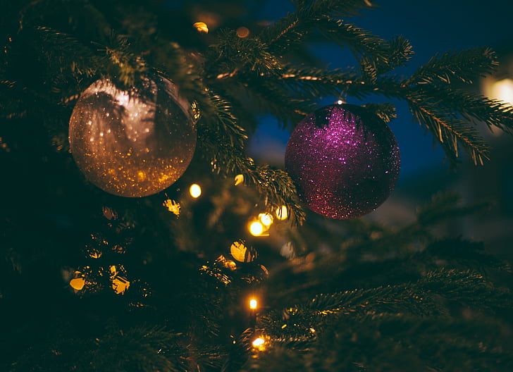 Nadal, adorns, festiu, no hi ha persones, nit, il·luminat, close-up
