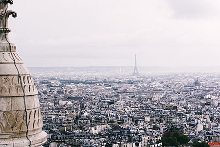 Eiffel, torony, épület, Párizs, háztetők, Eiffel-torony, utca-és városrészlet