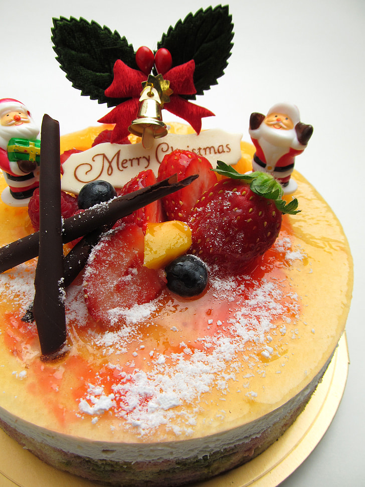 pastel, Navidad, fruta, Champagne, mango, fresa, ヒイラキ