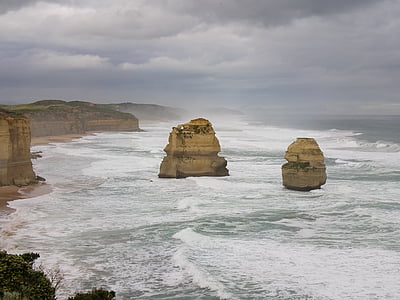 twelve apostles, australia, landscape, ocean, sea, beach, seascape