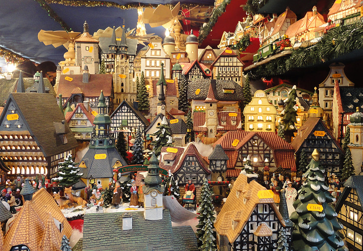 Vianočný trh, Vianoce, predajný stánok, domy, Chata, keramické, gýč