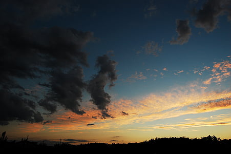 sunset, sky, clouds, cloudy, horizon, twilight, landscape