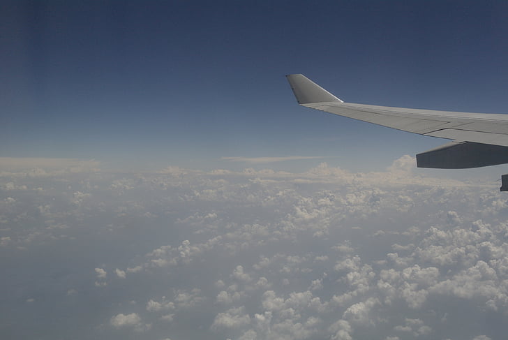 penerbangan, awan, hamparan