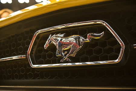 Mustang, logotip, cavall, corrent, Gual, mustang Gual, marca