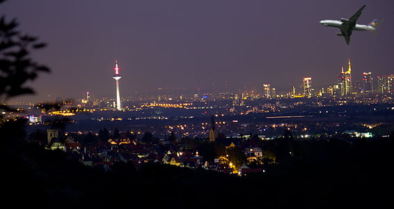 frankfurt, germany, skyscraper, skyline, city, energy, night