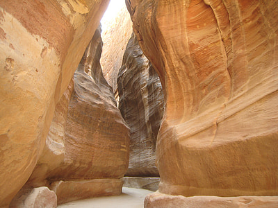 desfiladeiro, Canyon, paredes de rocha, Petra, Jordânia, arenito