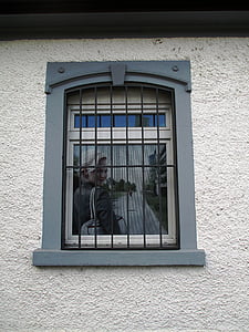 fönster, mörkar, jalusi, Hauptwil, motiv kvinna, arkitektur, Thurgau