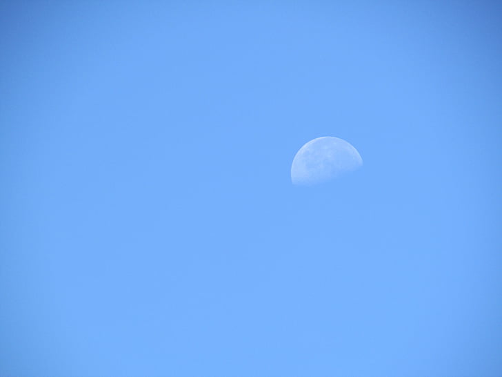місяць, небо, літо, синій, білий