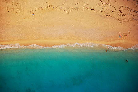 groen, bruin, abstract, schilderij, strand, zand, Oceaan