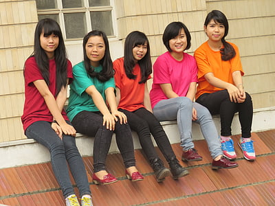 mergaitė, Didysis, Azija, Pietų Korėja, studentams, friends