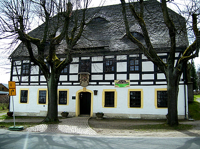 Αρχική σελίδα, fachwerkhaus, κτίριο, Μουσείο, αρχιτεκτονική, δέντρα, Sayda