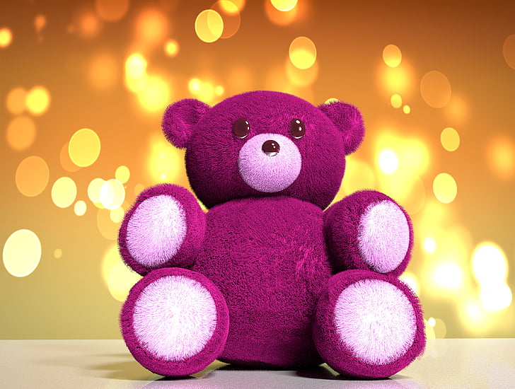 Teddy, medved, roza, strašljivo, srčkano, polnjene, živali