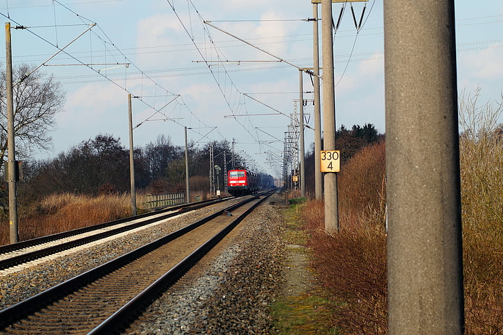 gleise, seemed, train, locomotive, transport, level crossing, fast