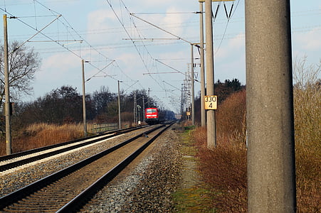 Bahngleise, Schienen, Zug, Lokomotive, Transport, Bahnübergang, schnell