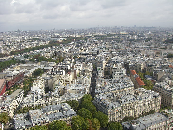 місто, Париж, Франція, будинок, панорамний, подання, міський пейзаж