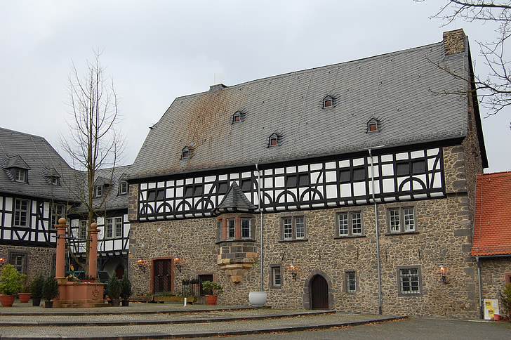 Hof, Courtyard, kloster, væg, Murværk, Restaurant, Castle