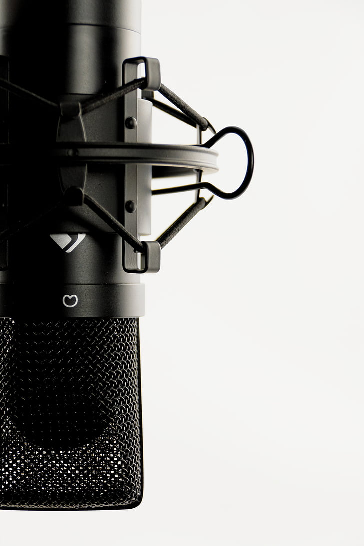 Studio, microfono, microfono vocale, audio, registrazione, studio suono, apparecchiature audio