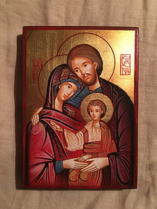 kristna, ikonen, den heliga familjen, födelsen av, jul, Jesus, Jungfru Maria