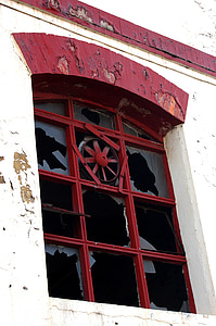 pencere, duvar, eski, kırık