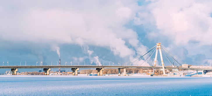 Rusia, Panorama, Râul, Lacul, congelate, Podul, structura