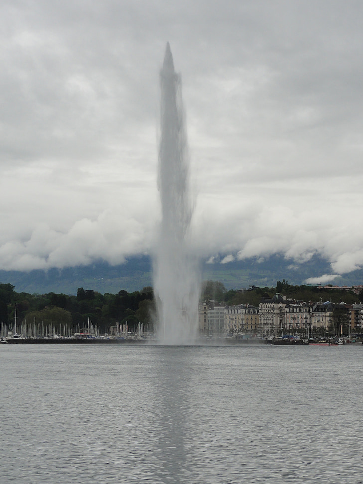 Geneva, pilsēta, ūdens strūklas, strūklaka, ezers, Šveice, ūdens