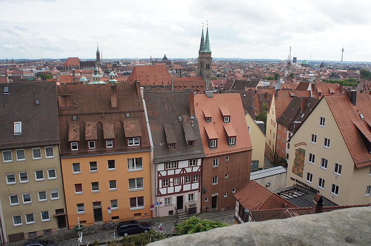 Nuremberg, stadsbild, gamla stan, bostäder, utsikt över staden, Tyskland