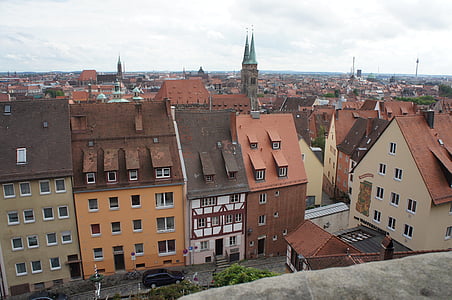 Nuremberg, cilvēki un kultūra, Vecrīgā, mājas, pilsētas skatu, Vācija