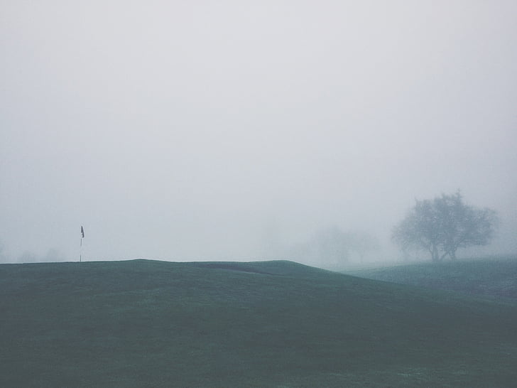 blanc, brouillard, Golf, paysage, domaine, nature, brumeux