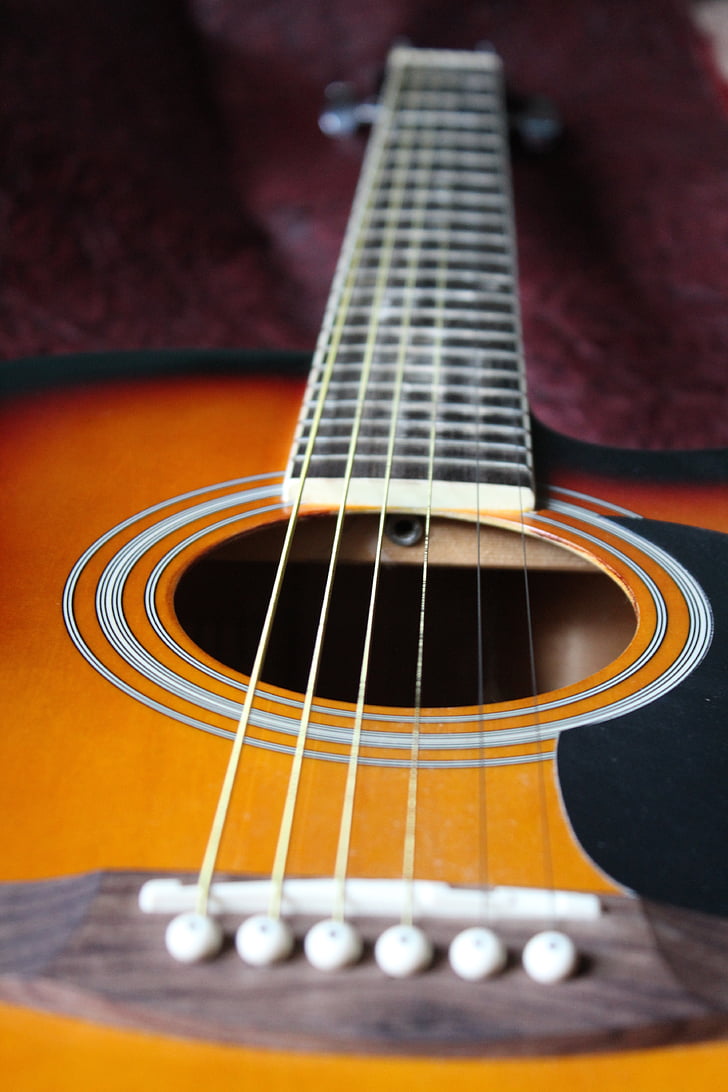 acoustic guitar, musical instrument, music, chords, strings