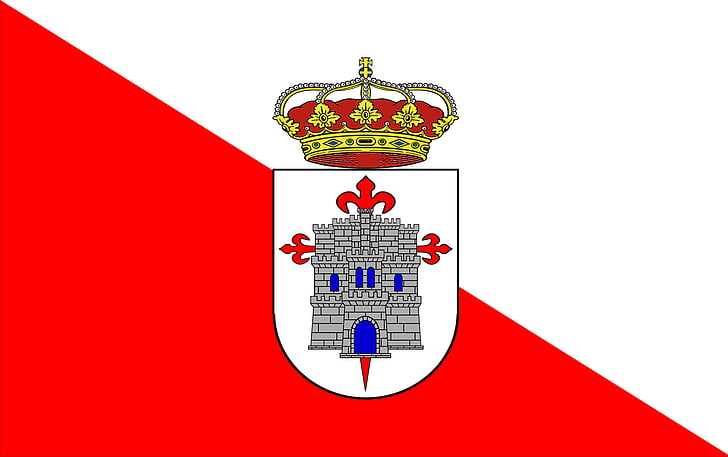 azuaga, karogs, emblēma, Spānija, simbols, kronis, pils