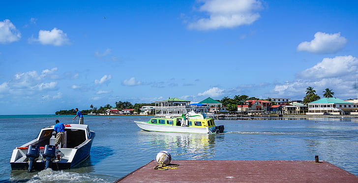 Belize city, port, arkitektur, Belize, vann, blå, himmelen