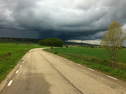il, strada, santiago de la Carmino, cammino di Santiago, Nuvola temporalesca, bui, chiaro e scuro