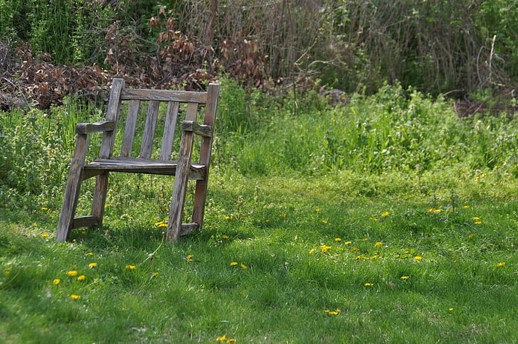 релаксация, простота, минимална, стол, стар стол, Градина, седя