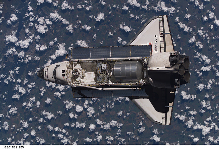 Space shuttle, atradimas, virš, ISS, Tarptautinė kosminė stotis, vietos, erdvėlaivis