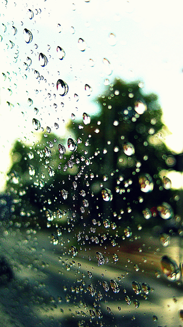 kvapky, dážď, vody, perly, prvok, bublina, okno