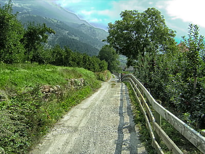 vetzan, Italie, paysage panoramique, clôture, Lane, chemin d’accès, sentier