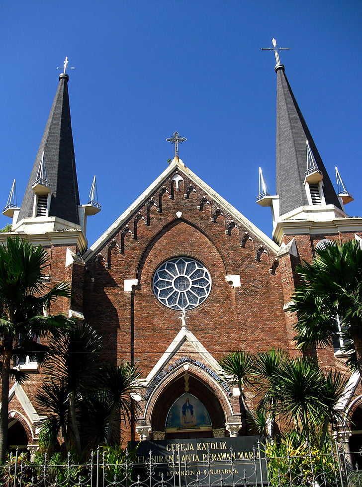 gereja, Surabaya, Austrumu java, Indonēzija, baznīca, reliģija, ēka