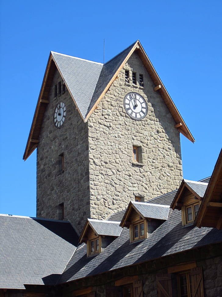 Bariloche, Argentiina, Lake, Matkailu, kello, katto, rakennus