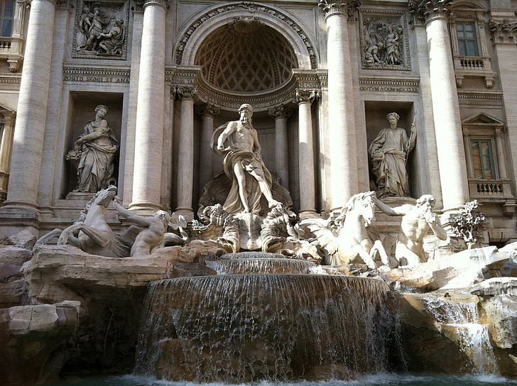trevi fountain, fountain, sculptures, rome, ancient, roman